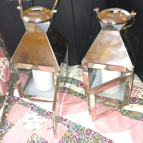 Lantern Boxes Decor Metal and Glass with Candles - Picture 2 of 11